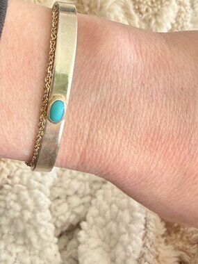 Silver 925 bracelet turquoise inlay handmade